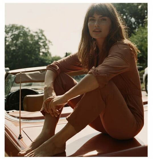 DOEN Serre Jumpsuit 100% Silk in Brown - Medium - Picture 2 of 9